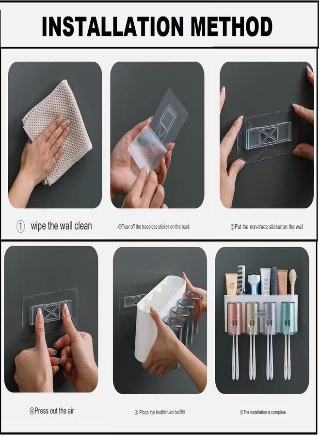 TEKCOOL Toothbrush Holder Wall Mounted, Tooth Brushes Holder, for Bathroom, Brush Holder for Bathroom Wall Mounted (4 Cup) - Image 2